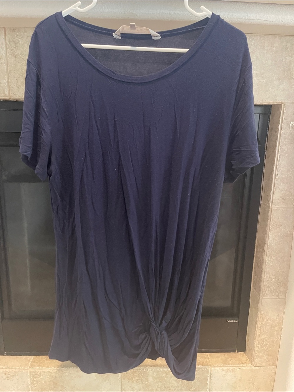 Classic Navy Short-Sleeve Twist-Front Tunic Top